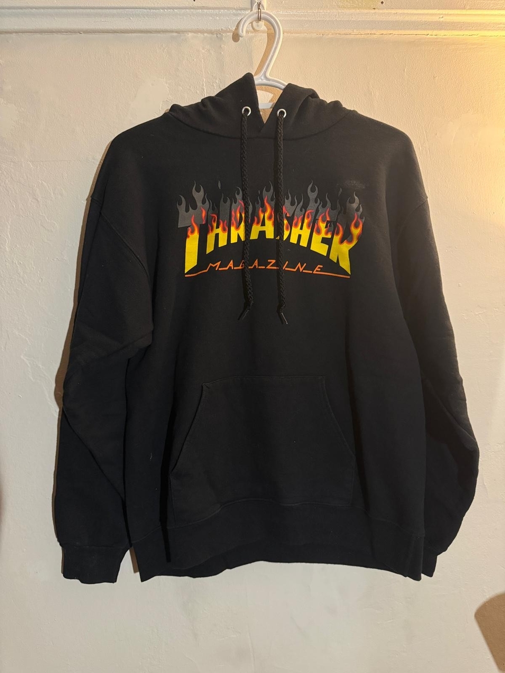 Thrasher Magazine Flame Logo Black Pullover Hoodie Streetwear